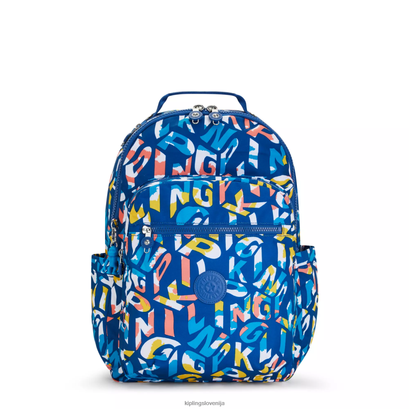 Kipling V4X2B344 neon Seoul nahrbtnik za prenosni računalnik velikosti 15" z velikim potiskom ženske nahrbtniki za prenosnike - slika 1