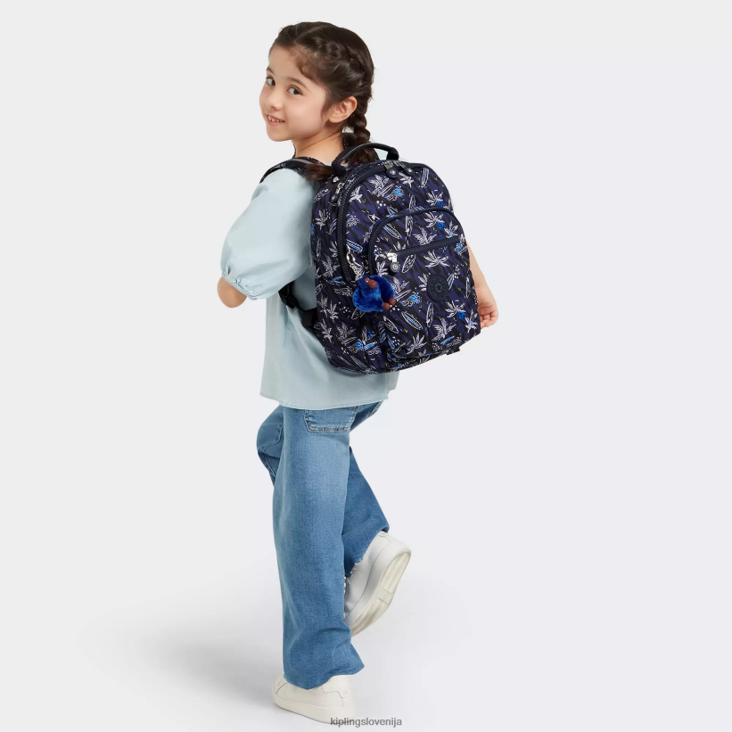 Kipling V4X2B348 surf morski tisk nahrbtnik za tablični računalnik z majhnimi tiskanimi črkami Seoul ženske modni nahrbtniki - slika 4