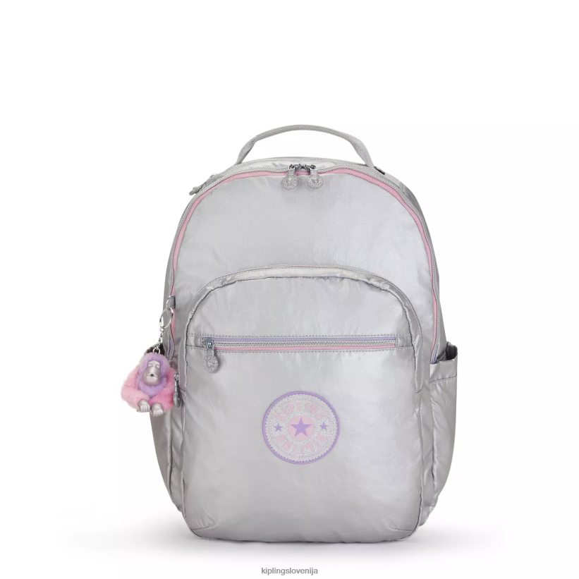 Kipling V4X2B448 candy metal zabava Seoul velik kovinski 15" nahrbtnik za prenosni računalnik ženske nahrbtniki za prenosnike - slika 1
