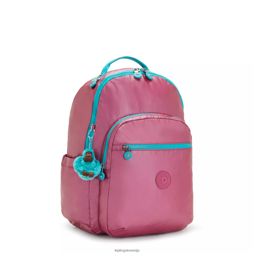 Kipling V4X2B459 sveža roza metalik Seoul velik kovinski 15" nahrbtnik za prenosni računalnik ženske nahrbtniki za prenosnike - slika 2