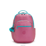 Kipling V4X2B459 sveža roza metalik Seoul velik kovinski 15" nahrbtnik za prenosni računalnik ženske nahrbtniki za prenosnike