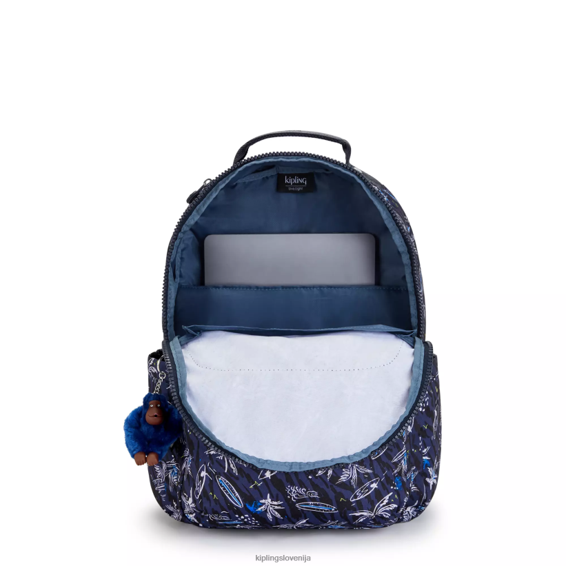 Kipling V4X2B464 surf morski tisk Seoul nahrbtnik za prenosni računalnik velikosti 15" z velikim potiskom ženske nahrbtniki za prenosnike - slika 3