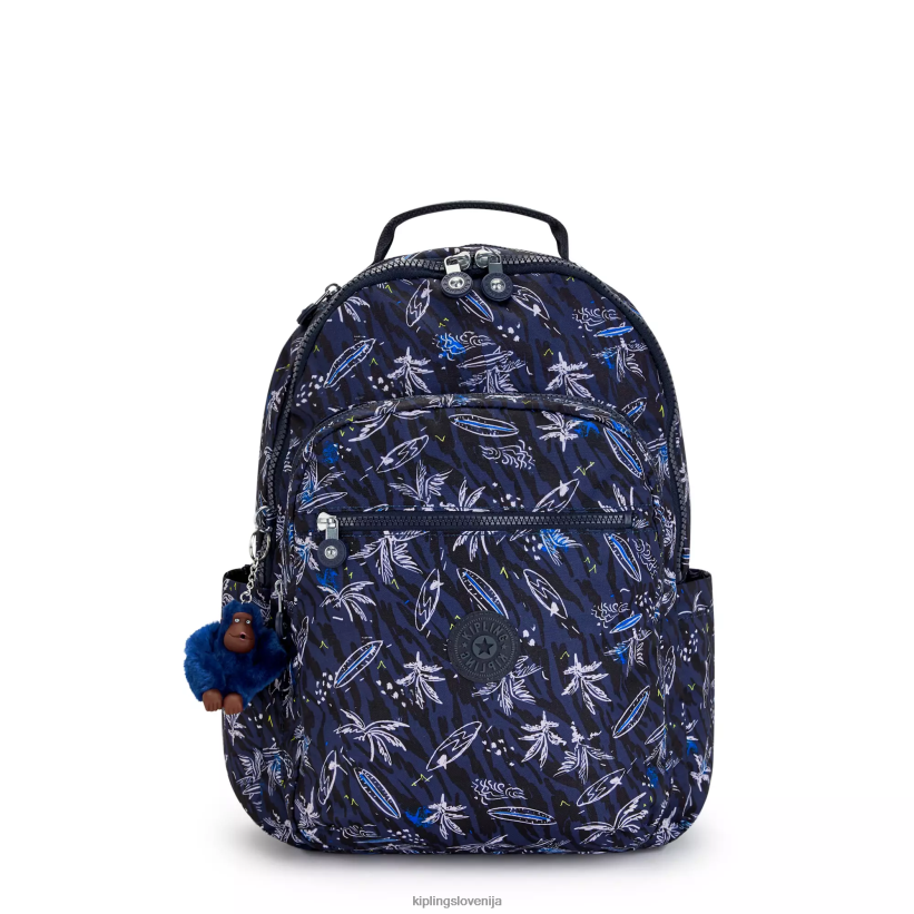 Kipling V4X2B464 surf morski tisk Seoul nahrbtnik za prenosni računalnik velikosti 15" z velikim potiskom ženske nahrbtniki za prenosnike - slika 1
