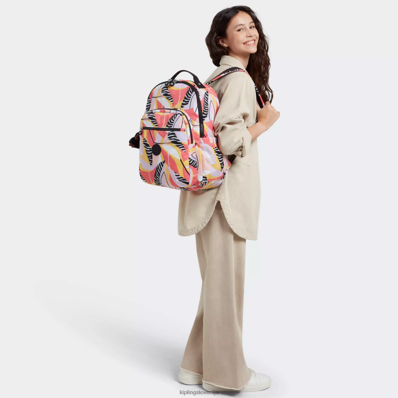 Kipling V4X2B468 abstraktni dopust Seoul nahrbtnik za prenosni računalnik velikosti 15" z velikim potiskom ženske nahrbtniki za prenosnike - slika 4