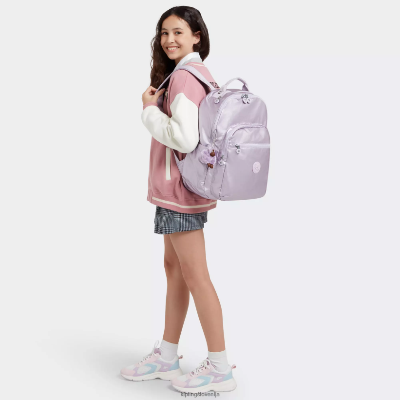 Kipling V4X2B502 orhideja kovinska Seoul velik kovinski 15" nahrbtnik za prenosni računalnik ženske nahrbtniki za prenosnike - slika 4